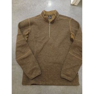 KUHL THOR WOOL BLEND Fleece 1/4 Zip Sweater Pullover Men M Jacket Brown